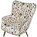 Sedia Wingback E Poggiapiedi Con Motivo Floreale Color Crema Vejle - Foto miniatura 15