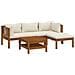 Set Divani Da Giardino 5 Pz Con Cuscini Crema In Legno Acacia - Foto miniatura 1
