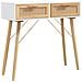 Tavolo Consolle Bianco 80x30x75cm Massello Pino Rattan Naturale - Foto miniatura 2