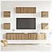 Set Mobile Tv 7 Pz Montato A Parete Rovere In Legno Multistrato - Foto miniatura 3