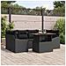 Set da Pranzo da Giardino 7 Pezzi con Cuscini in Polyrattan Nero e Acacia - Foto miniatura 2