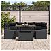 Set da Pranzo da Giardino 7 Pezzi con Cuscini in Polyrattan Nero e Acacia - Foto miniatura 3