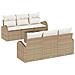 Set Divano da Giardino 7 Pezzi con Cuscini Beige Rattan Polietileno - Foto miniatura 1