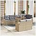 Set Divano da Giardino a 9 Pezzi con Cuscini Beige Polyrattan - Foto miniatura 2