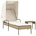 Lettino Prendisole con Baldacchino e Tavolino Beige Polyrattan - Foto miniatura 1