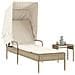 Lettino Prendisole con Baldacchino e Tavolino Beige Polyrattan - Foto miniatura 2