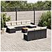 Set Divani da Giardino 11 pz con Cuscini in Polyrattan Nero - Foto miniatura 2