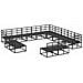 Set Divano da Giardino con cuscino 13 pcs Nero Alluminio - Foto miniatura 6