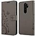 Custodia Compatibile Con Xiaomi Redmi Note 8 Pro In Grigio Fiore - Coperchio Protettivo In Design Floreale Con Chiusura Magnetica, Funzione Stand E Slot Per Carte - Foto miniatura 8
