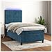 Letto a Molle con Materasso e LED Blu Scuro 90x200cm in Velluto - Foto miniatura 6