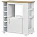 Carrello da Cucina con Armadietto e Ripiani Regolabili, Ruote Girevoli e Freno, 75x39.5x88 cm, Bianco - Foto miniatura 1