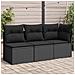 Divano da Giardino a 3 Posti con Cuscini Nero in Polyrattan - Foto miniatura 2