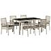 Set da pranzo da giardino 7 pezzi con cuscini grigio chiaro in polyrattan - Foto miniatura 1