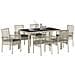 Set da pranzo da giardino 7 pezzi con cuscini grigio chiaro in polyrattan - Foto miniatura 3