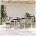 Set da pranzo da giardino 7 pezzi con cuscini grigio chiaro in polyrattan - Foto miniatura 4