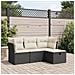 Set Divani da Giardino 4 pz con Cuscini Nero in Polyrattan - Foto miniatura 2