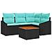 Set Divano da Giardino con cuscino 5 pcs Nero polyrattan - Foto miniatura 1
