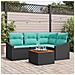 Set Divano da Giardino con cuscino 5 pcs Nero polyrattan - Foto miniatura 2