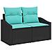 Set Divano da Giardino con cuscino 5 pcs Nero polyrattan - Foto miniatura 4