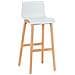 Sgabello Design Hoover in Polipropilene E Legno Naturale I Sgabello Alto Bancone, Alt. 77CM I Sedia Cucina per Penisola con Schienale Bianco - Foto miniatura 1