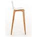 Sgabello Design Hoover in Polipropilene E Legno Naturale I Sgabello Alto Bancone, Alt. 77CM I Sedia Cucina per Penisola con Schienale Bianco - Foto miniatura 3