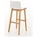 Sgabello Design Hoover in Polipropilene E Legno Naturale I Sgabello Alto Bancone, Alt. 77CM I Sedia Cucina per Penisola con Schienale Bianco - Foto miniatura 4