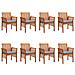 Sedie Da Pranzo Giardino Con Cuscini 8 Pz Legno Massello Acacia - Foto miniatura 1