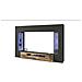 Parete Attrezzata Clementino, Set Salotto Porta Tv A 6 Ante, Mobile Soggiorno Multiuso Con Luce Led, 100% Made In Italy, Cm 290x40h191, Antracite E Acero - Foto miniatura 2