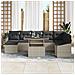 Set di Divani da Giardino 9 Pezzi con Cuscini Grigio Chiaro in Polyrattan - Foto miniatura 3