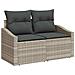 Set di Divani da Giardino 9 Pezzi con Cuscini Grigio Chiaro in Polyrattan - Foto miniatura 4