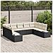 Set di divani da giardino da 9 pezzi con cuscini Nero Polyrattan - Foto miniatura 2