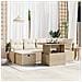 Set Divano da Giardino 7 Pezzi con Cuscini Beige Rattan Polimerico, Divano da Giardino 2 Posti con Cuscini Beige Rattan Polimerico - Foto miniatura 2
