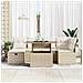Set Divano da Giardino 7 Pezzi con Cuscini Beige Rattan Polimerico, Divano da Giardino 2 Posti con Cuscini Beige Rattan Polimerico - Foto miniatura 3