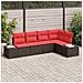 Set Divano da Giardino 5 pz Marrone e Rosso polyrattan - Foto miniatura 3