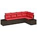 Set Divano da Giardino 5 pz Marrone e Rosso polyrattan - Foto miniatura 1