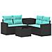 Set di divani 6 pz Nero e Blu Rattan sintetico e Acciaio - Foto miniatura 1