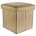 Pouf Pieghevole 38x38x38 Cm In Marone Ambra Â€“ Cassapanca Cubo Contenitore Imbottito De Tessuto A L'ottica Lino Con Coperchio Â€“ Ottomane Poggapiedi Sgabello Panca Poltrona - Foto miniatura 1
