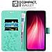 Custodia Compatibile Con Xiaomi Redmi Note 8 In Turchese Fiore - Coperchio Protettivo In Design Floreale Con Chiusura Magnetica, Funzione Stand E Slot Per Carte - Foto miniatura 3