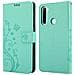 Custodia Compatibile Con Xiaomi Redmi Note 8 In Turchese Fiore - Coperchio Protettivo In Design Floreale Con Chiusura Magnetica, Funzione Stand E Slot Per Carte - Foto miniatura 8