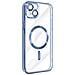 Cover Magsafe Per Iphone 14 Plus Silicone Protezione Fotocamera Bordo Blu - Foto miniatura 2