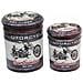 Set 2 Pouf Contenitori Da Interno Rivestiti In Ecopelle Con Seduta Imbottita E Grafica Moto Linea Industrial - Lightgray - Foto miniatura 1