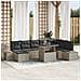 Set di divani da giardino 9 pezzi con cuscini grigio chiaro in polyrattan - Foto miniatura 2