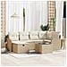 Set Divano da Giardino 7 Pezzi con Cuscini Beige Rattan Polivalente, Divano da Giardino 2 Posti con Cuscini Beige Rattan Polivalente - Foto miniatura 2