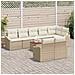 Set Divano da Giardino a 9 Pezzi con Cuscini Beige Rattan Acacia - Foto miniatura 3