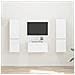 Set mobile TV 5 pcs Bianco Lucido Legno multistrato - Foto miniatura 2