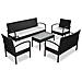 Set Divani da Giardino 5 pz con Cuscini in Polyrattan Nero - Foto miniatura 1