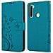 Custodia Compatibile Con Xiaomi Redmi Note 8 In Blu Fiore - Coperchio Protettivo In Design Floreale Con Chiusura Magnetica, Funzione Stand E Slot Per Carte - Foto miniatura 8