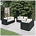 Set Divani Da Giardino 6 Pz Con Cuscini In Polyrattan Nero - Foto miniatura 1