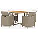 Set Da Pranzo Per Giardino 5 Pz Con Cuscini In Polyrattan Beige - Foto miniatura 1