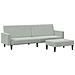 Divano Letto a 2 Posti con Poggiapiedi Grigio Chiaro in Velluto - Foto miniatura 1